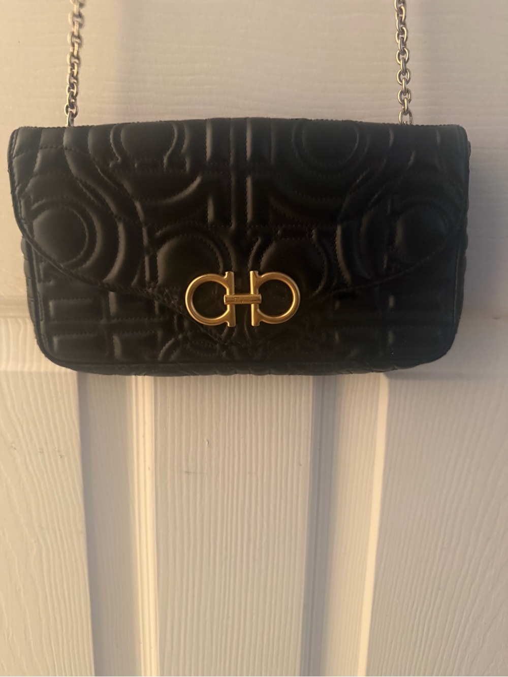 Salvatore Ferragamo Quilted Leather Crossbody with Gold Double Gancio